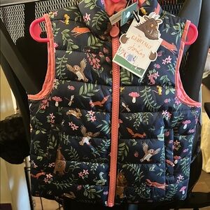Joules Kids Woodland Critters Vest - Navy and Pink